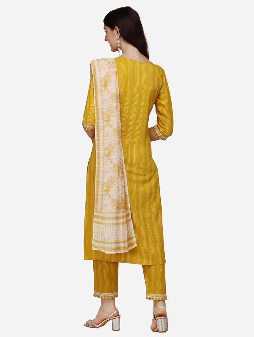 yellow printed kurta & dupatta set - 21296068 - Standard Image - 2