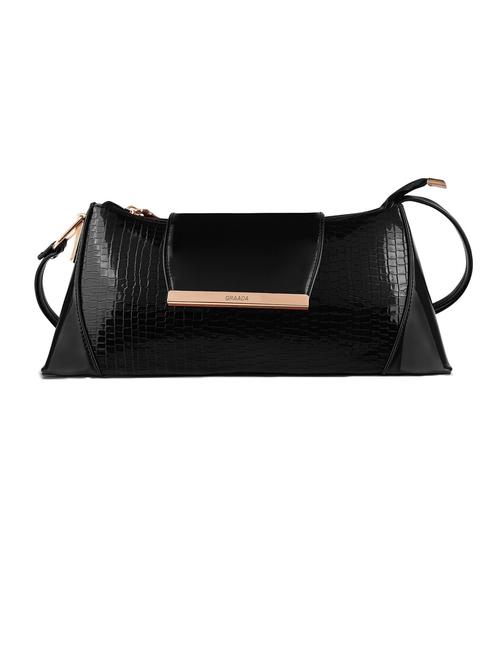 black leatherette sling bag - 21296613 - Standard Image - 0