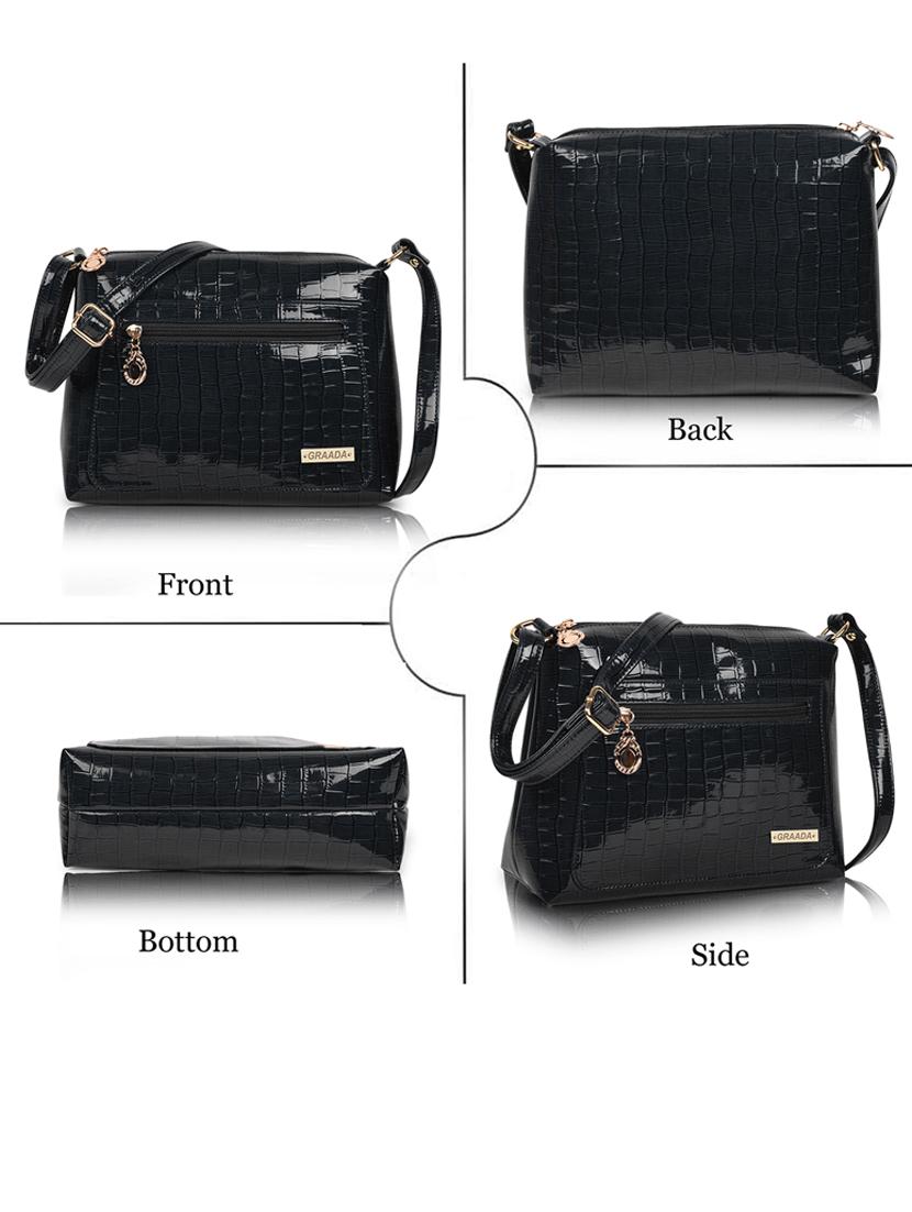 black leatherette sling bag - 21296618 - Standard Image - 2