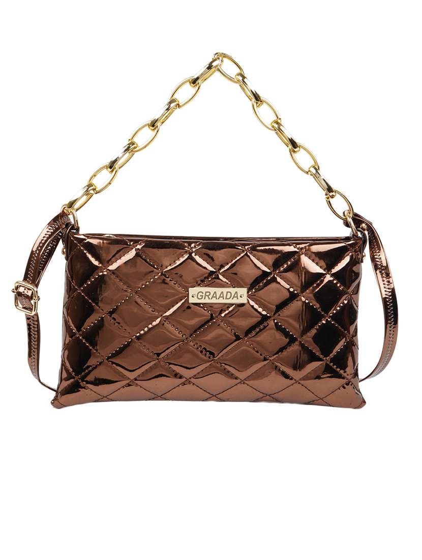 brown leatherette sling bag