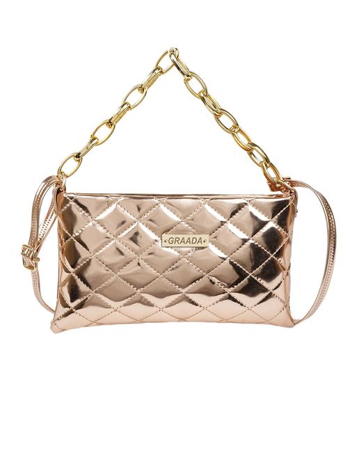 gold leatherette sling bag - 21296641 - Standard Image - 0