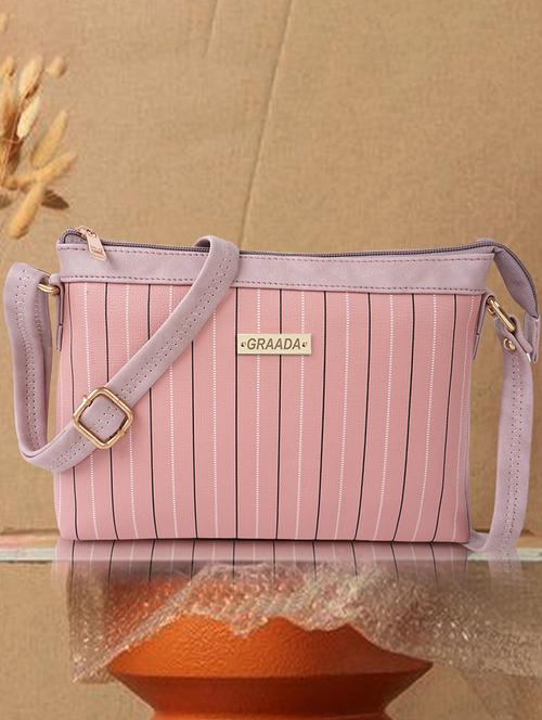 pink leatherette (pu) sling bag - 21296657 -  Standard Image - 0