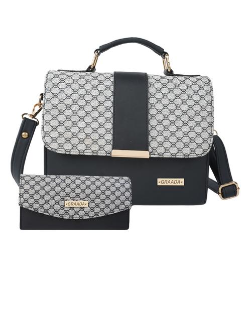 black leatherette (pu) combo sling bag - 21296667 -  Standard Image - 0