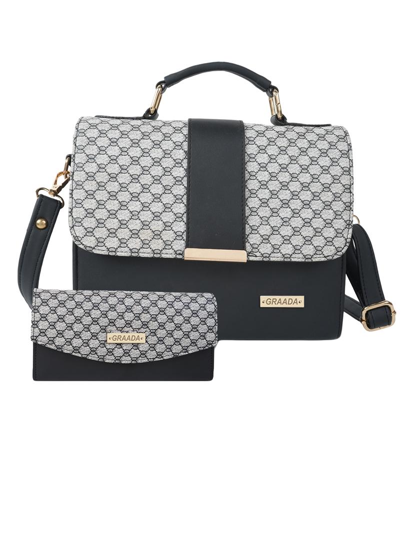 black leatherette (pu) combo sling bag - 21296667 -  Zoom Image - 0