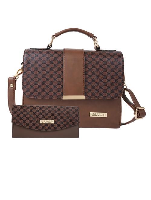 brown leatherette (pu) combo sling bag - 21296668 - Standard Image - 0