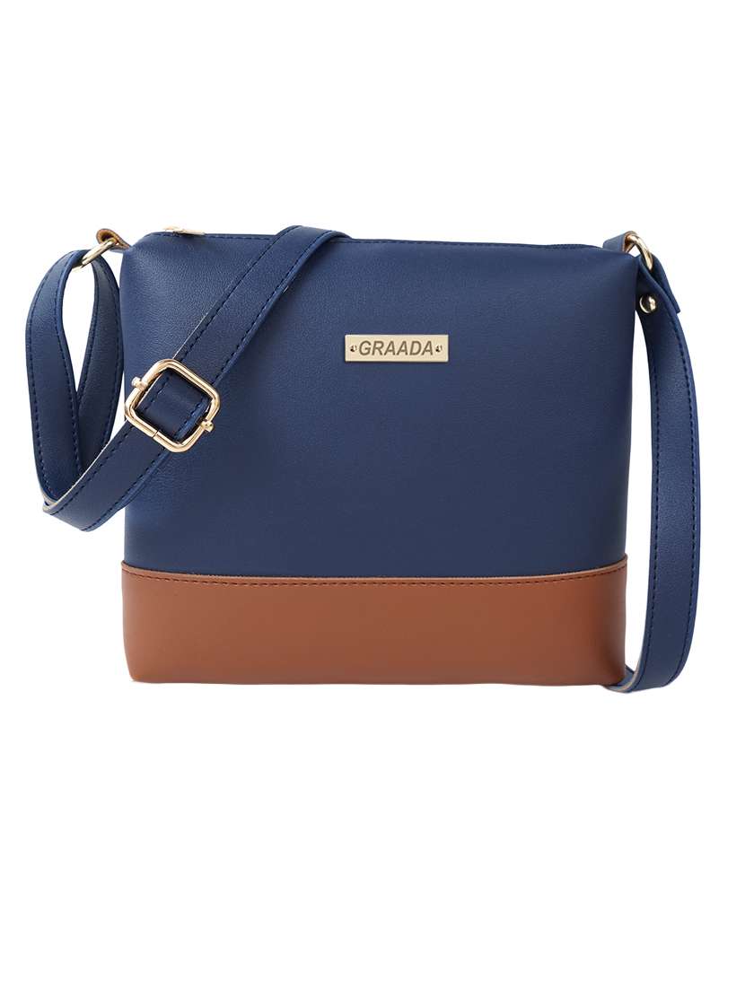 navy blue leatherette sling bag - 21296671 - Zoom Image - 0