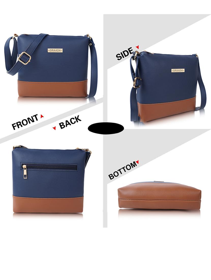 navy blue leatherette sling bag - 21296671 - Standard Image - 2
