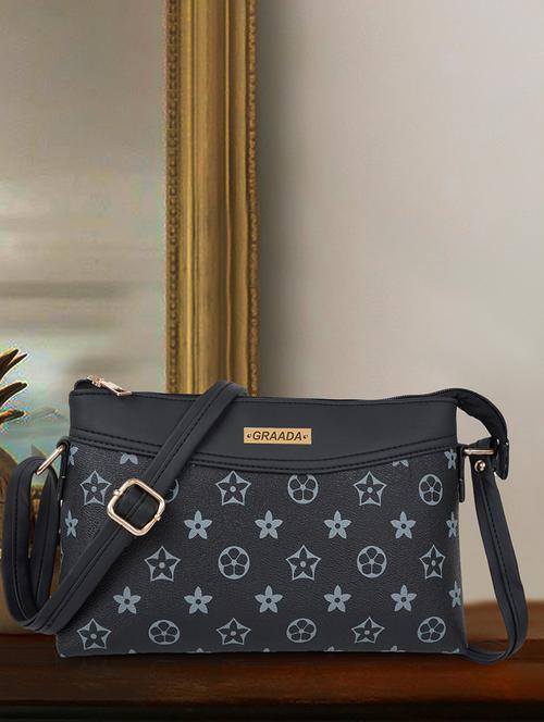 black leatherette sling bag - 21296674 - Standard Image - 0