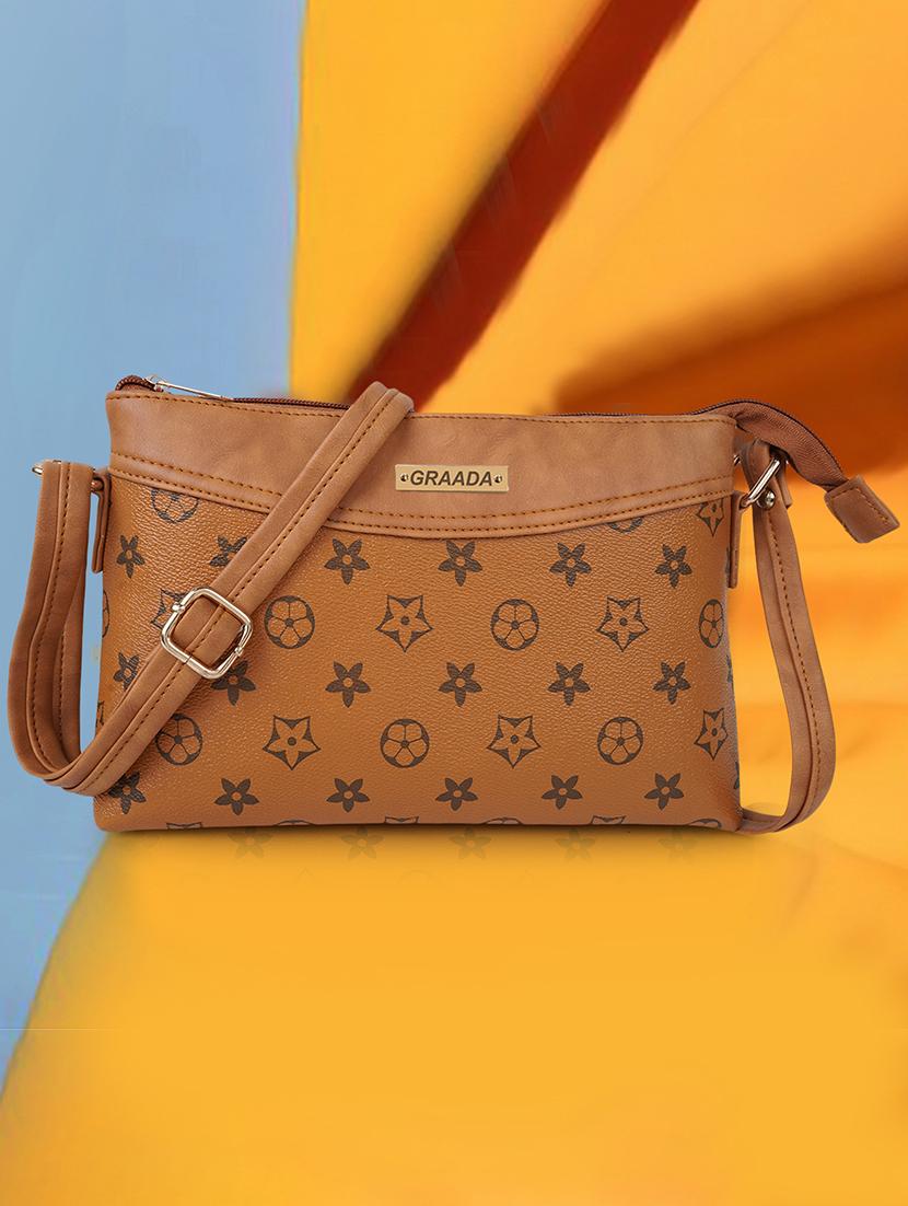 tan leatherette (pu) sling bag - 21296676 - Zoom Image - 0