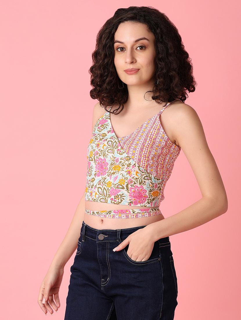 women multi coloured cotton crop top - 21296837 - Standard Image - 2