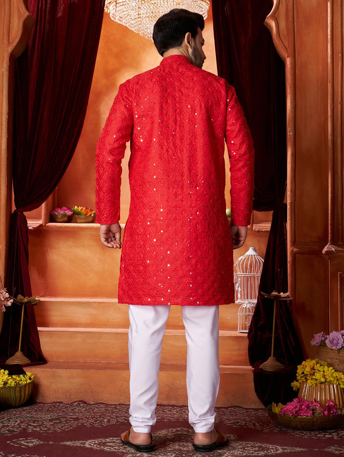 men embroidered cotton long kurta - 21297245 - Standard Image - 2