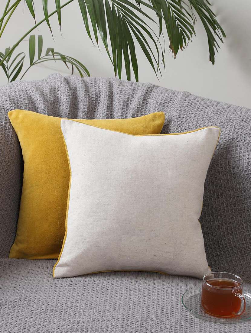 set of 2 yellow cushion covers