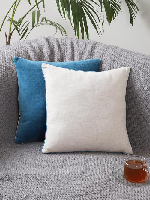 set of 2 blue cushion covers with filler - 21297253 - Standard Image - 0