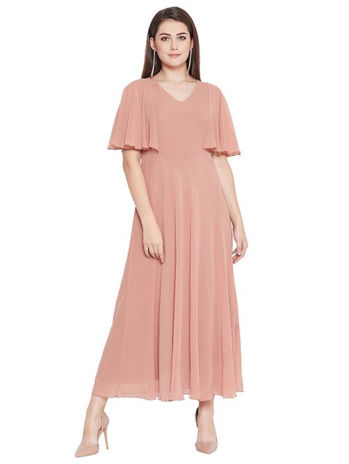dusty pink georgette aline dress - 21297293 -  Standard Image - 0