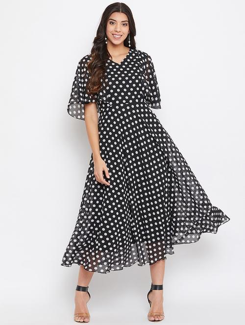 black georgette a-line dress - 21297296 -  Standard Image - 0