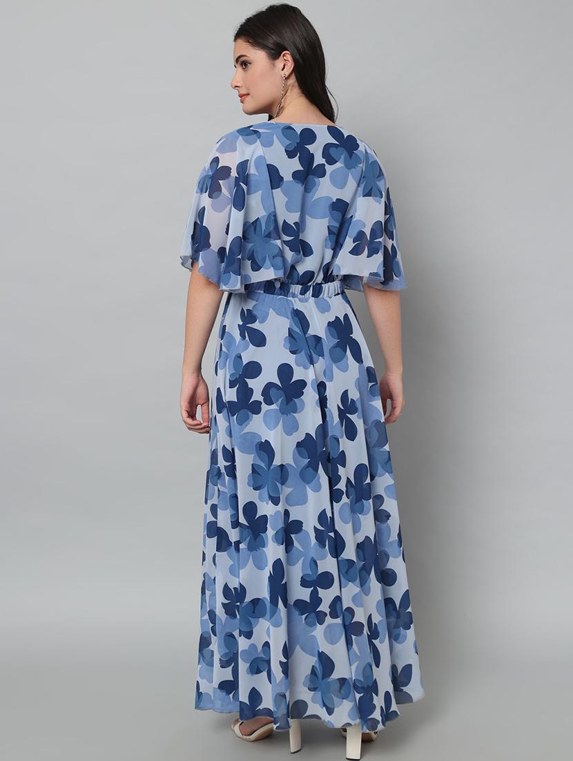 royal blue georgette aline dress - 21297299 - Standard Image - 2