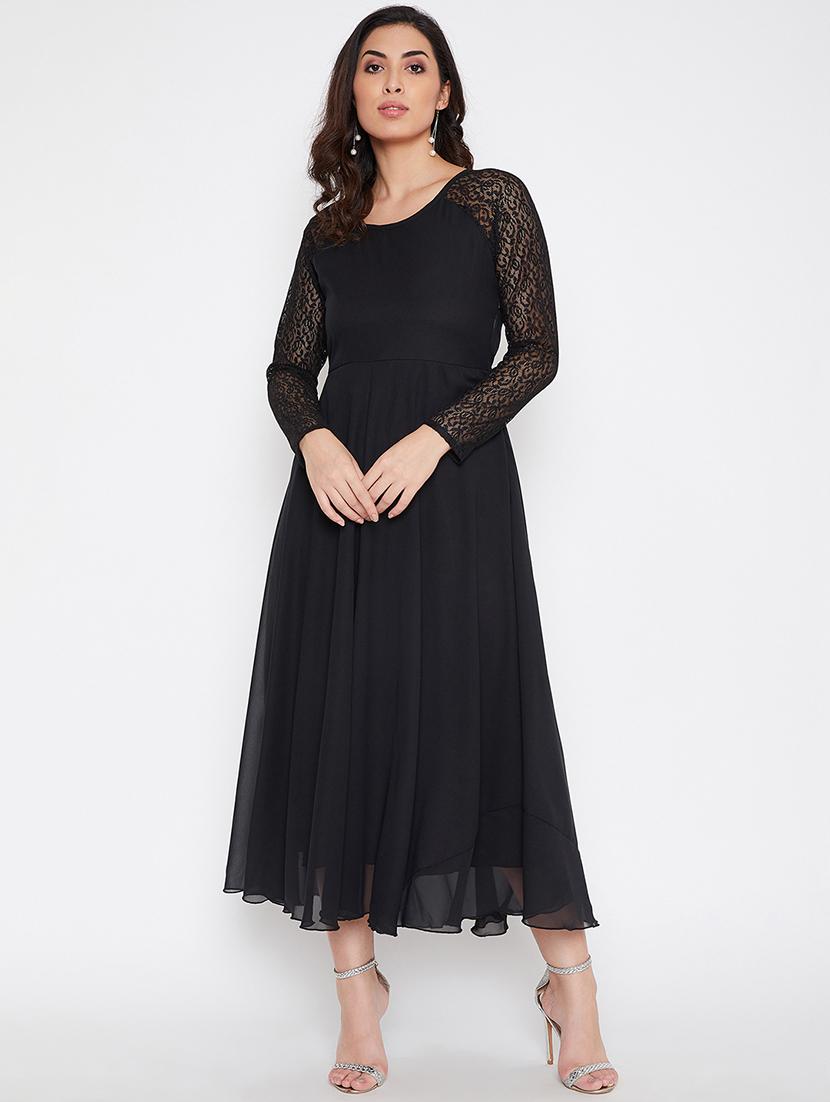 black georgette aline dress - 21297300 - Zoom Image - 0
