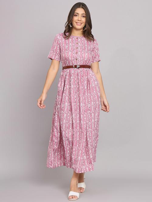 pink crepe aline dress - 21297305 - Standard Image - 0