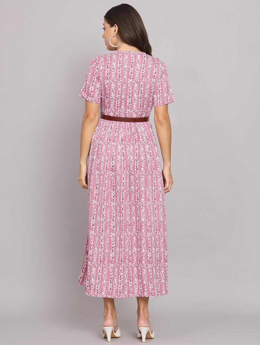 pink crepe aline dress - 21297305 - Standard Image - 2