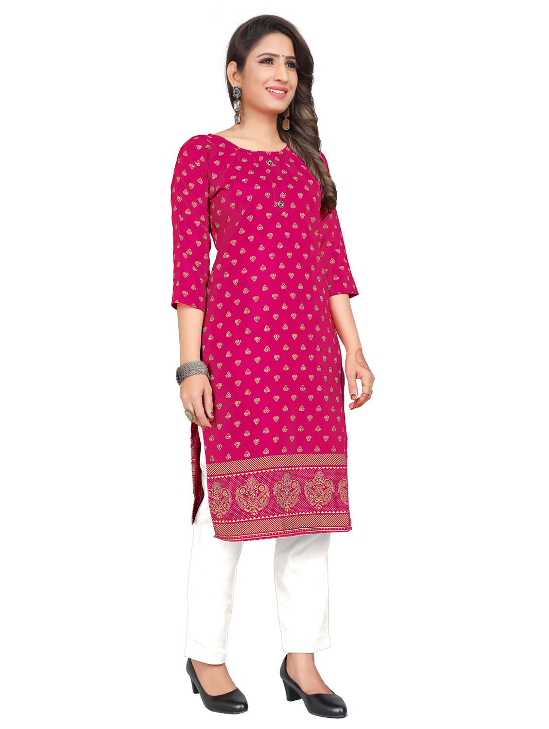 women round neck printed straight kurta - 21297520 - Standard Image - 2