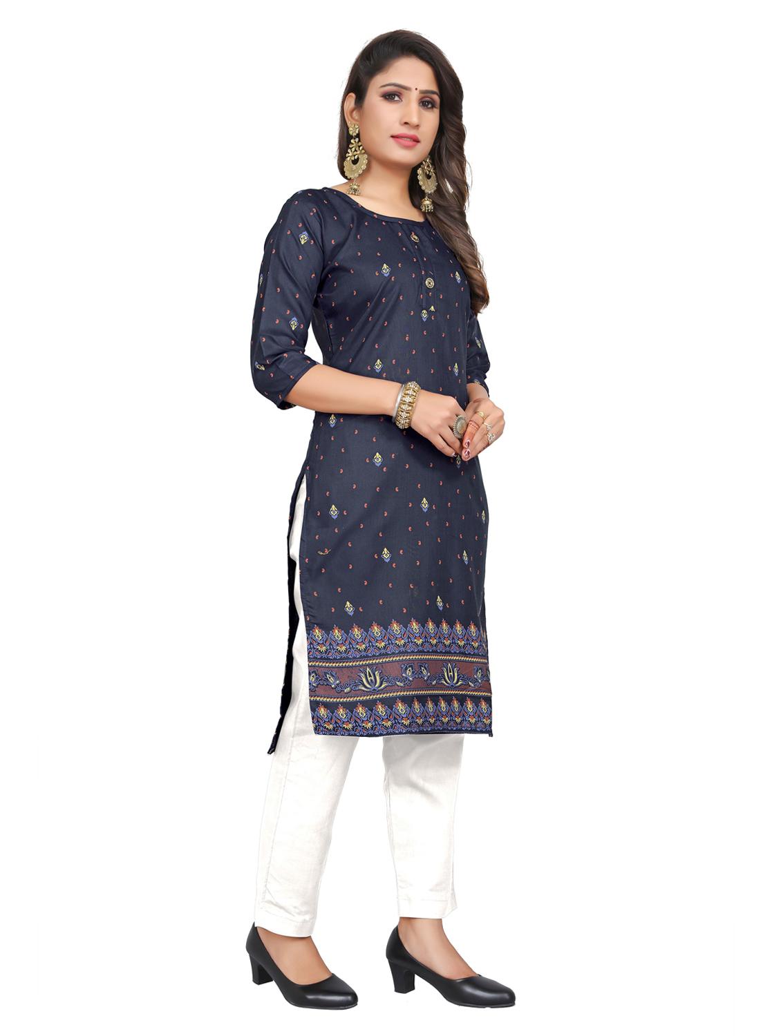 women round neck printed straight kurta - 21297647 - Standard Image - 2