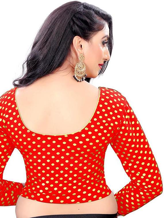 red round neck polka dots printed blouse - 21302475 - Standard Image - 2