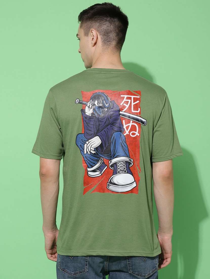 men back print oversized short sleeves t-shirt
