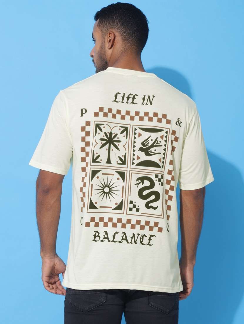men back print oversized short sleeves t-shirt