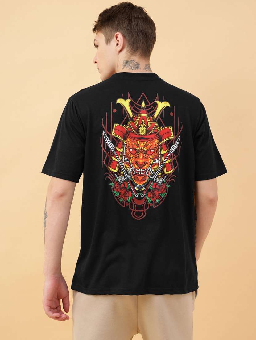 men back print oversized short sleeves t-shirt