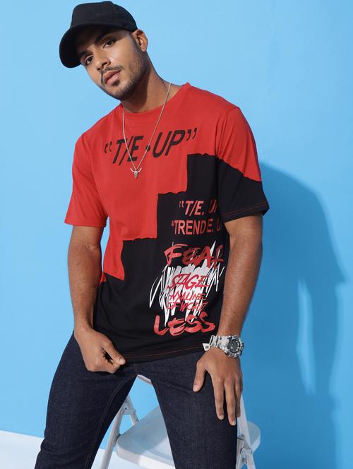 men front & back printed oversized short sleeves t-shirt - 21303661 -  Standard Image - 0