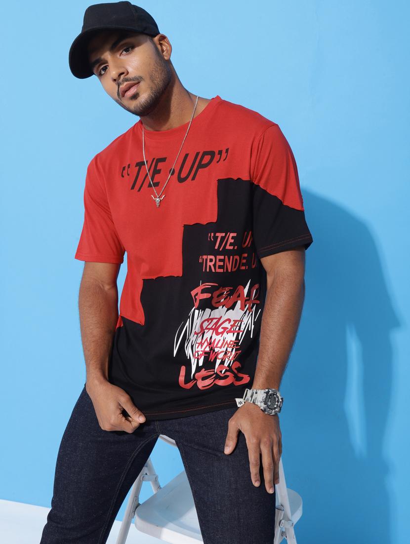 men front & back printed oversized short sleeves t-shirt - 21303661 -  Zoom Image - 0
