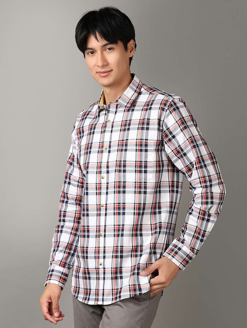 men long sleeves checkered casual shirt - 21303791 -  Standard Image - 2