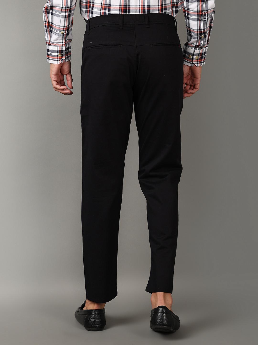 men mid rise solid flat front casual trouser - 21303807 - Standard Image - 2