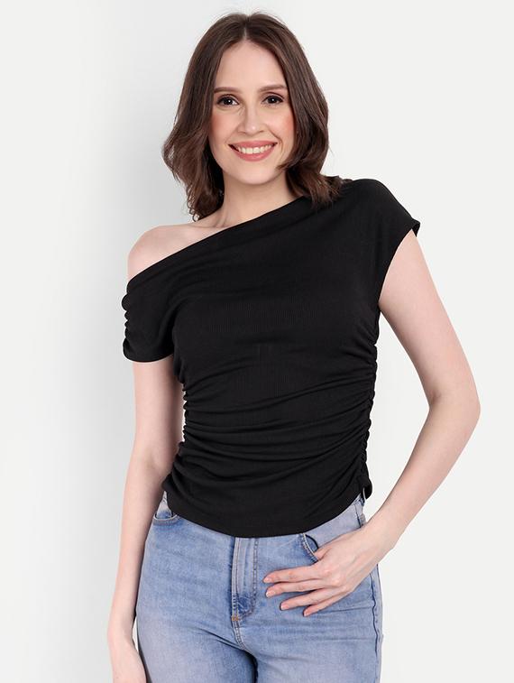 black cotton regular top - 21304036 -  Zoom Image - 0