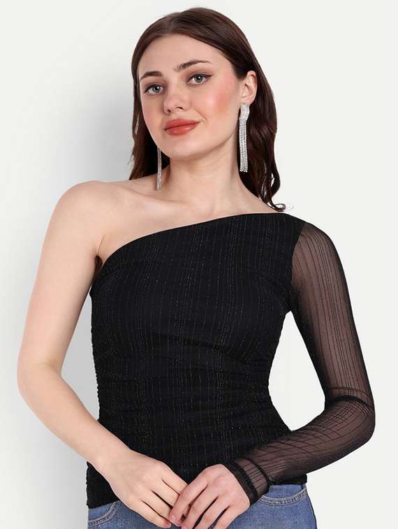 black polyester regular top