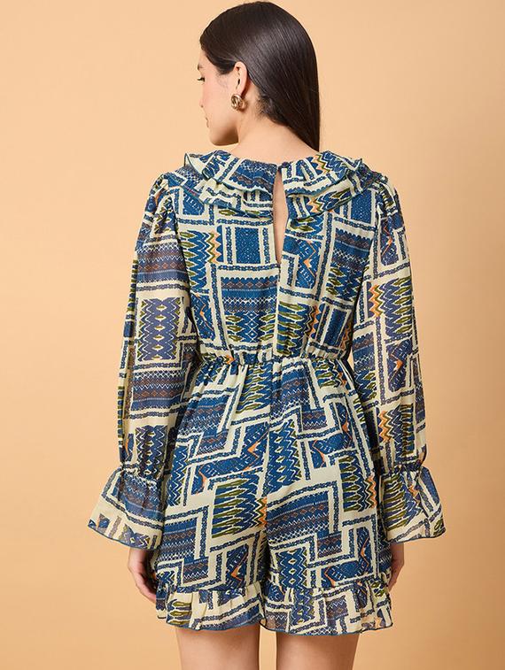 off white printed polyester romper - 21304042 - Standard Image - 2