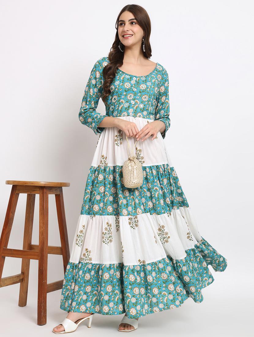 women green cotton a-line dress - 21304128 -  Zoom Image - 0