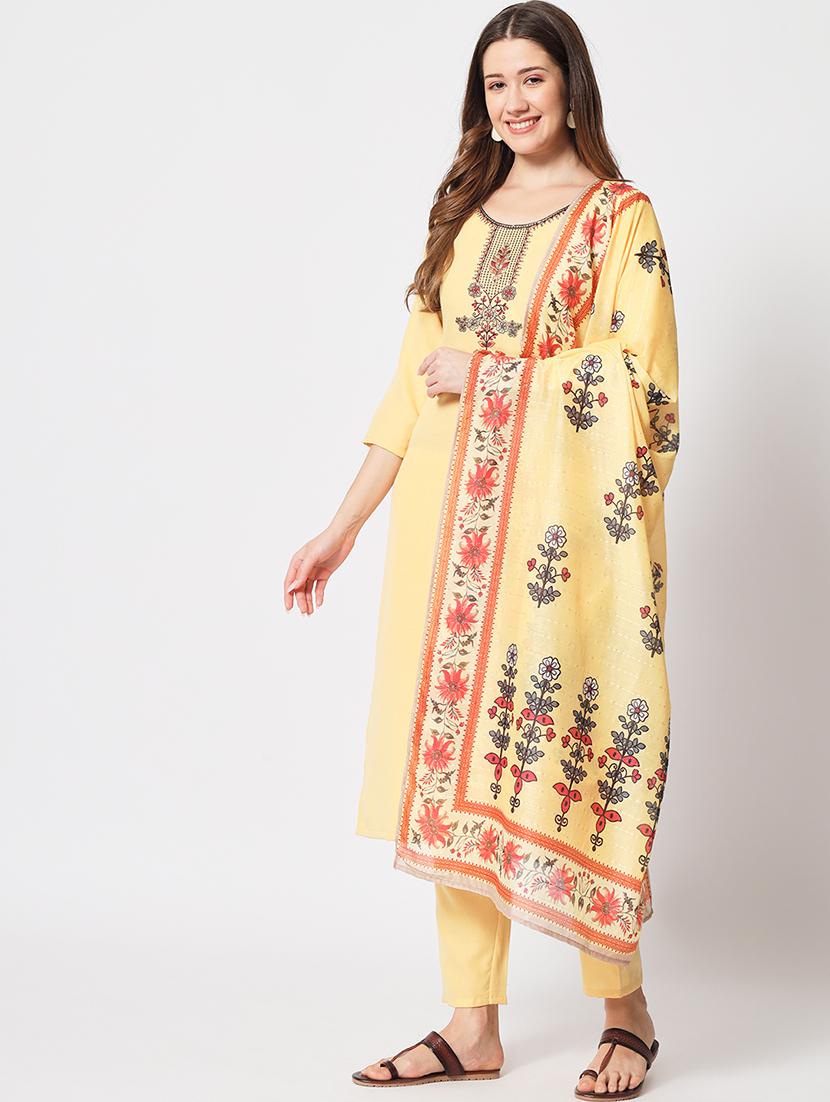 women three quarter sleeve kurta pant with dupatta set - 21304180 - Standard Image - 2