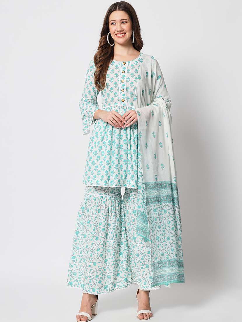women kurta sharara set with dupatta