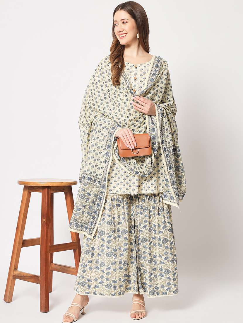 women kurta sharara set with dupatta