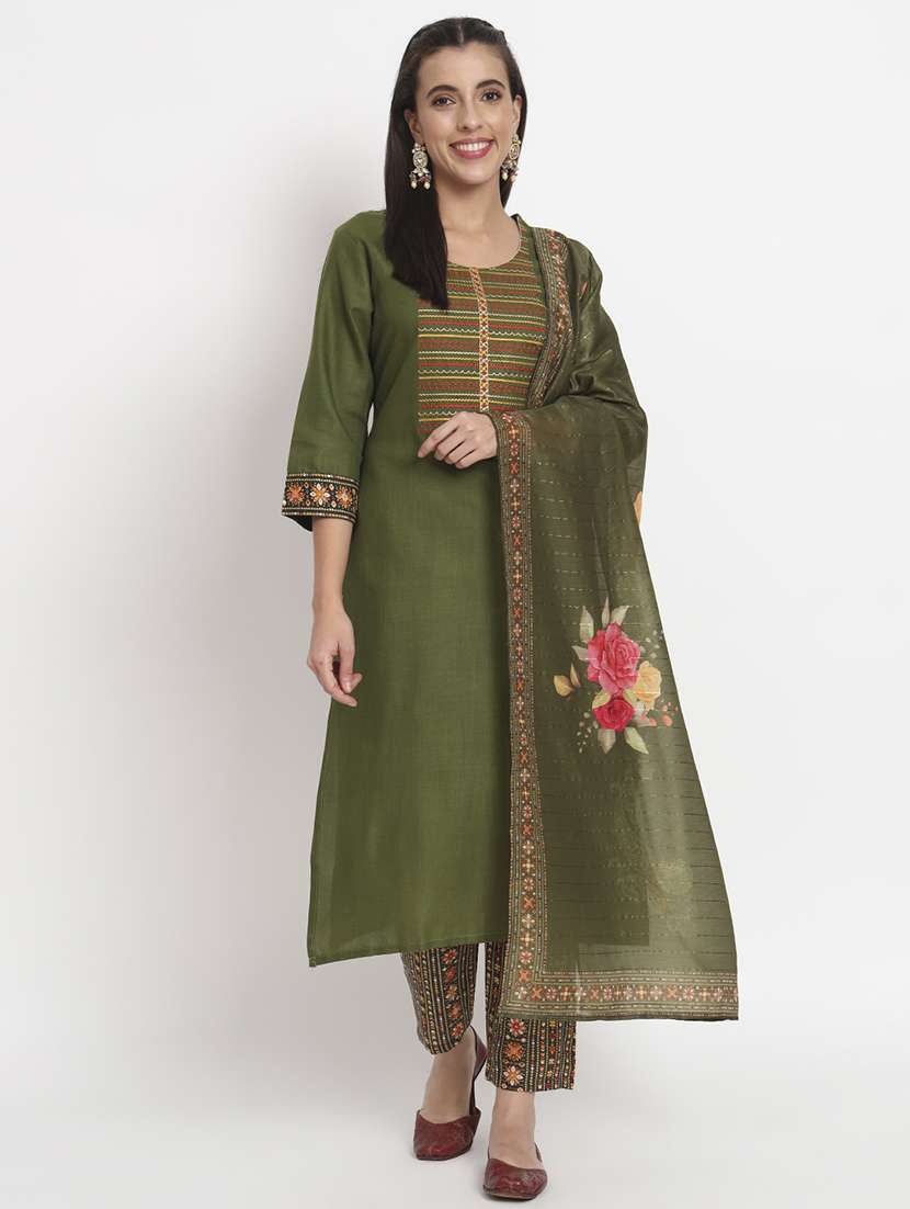 women kurta pant set with dupatta