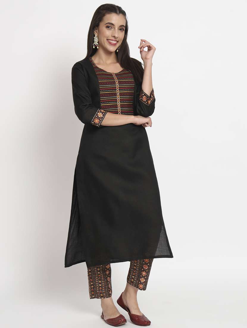 women three quarter sleeve kurta pant with dupatta set - 21304214 - Standard Image - 2