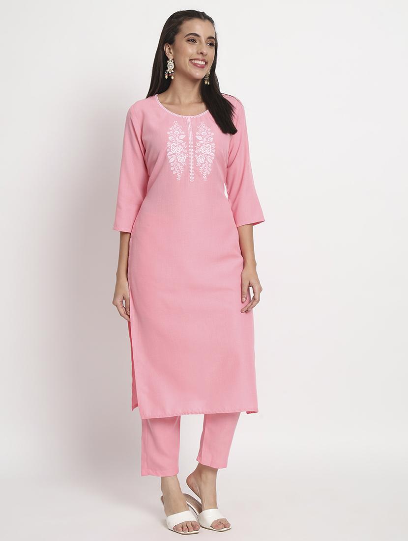 women three quarter sleeve kurta pant with dupatta set - 21304216 - Standard Image - 2