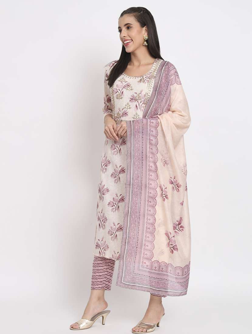 women three quarter sleeve kurta pant with dupatta set - 21304220 -  Standard Image - 2