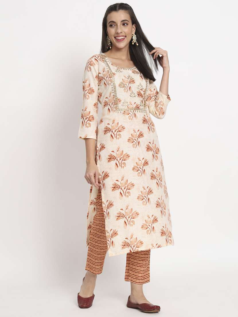 women three quarter sleeve kurta pant with dupatta set - 21304222 - Standard Image - 2