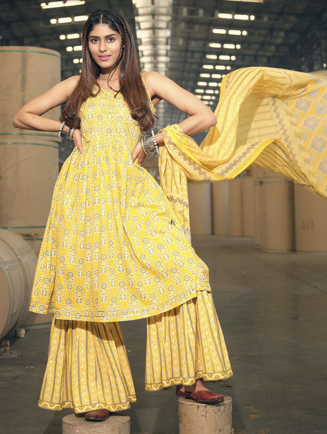 women kurta sharara set with dupatta