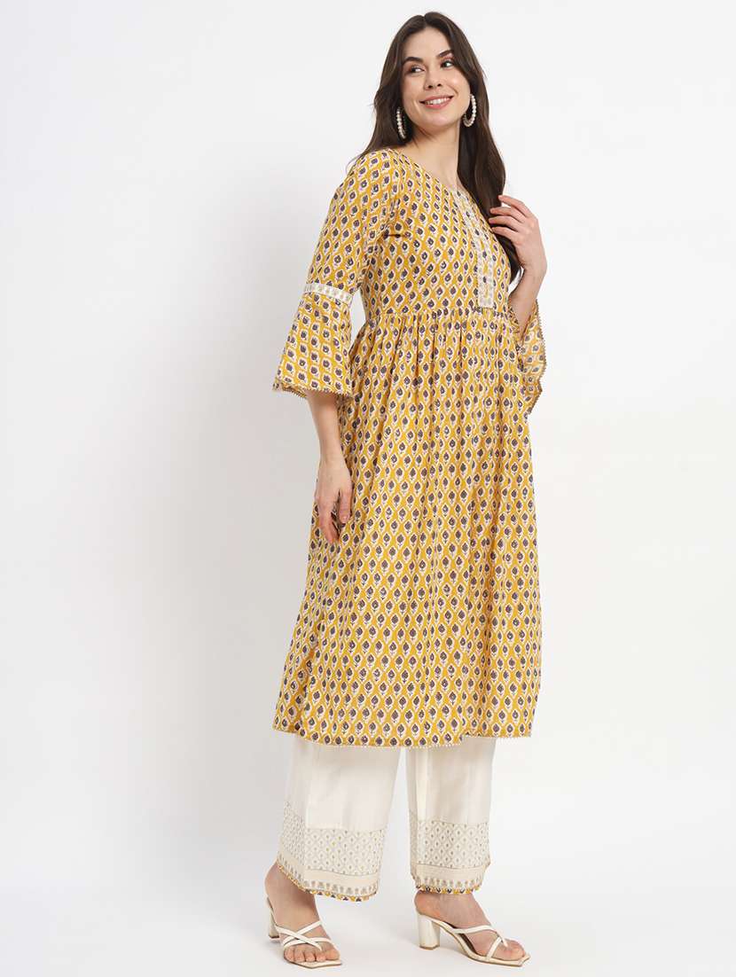 women three quarter sleeve kurta pant with dupatta set - 21304247 - Standard Image - 2