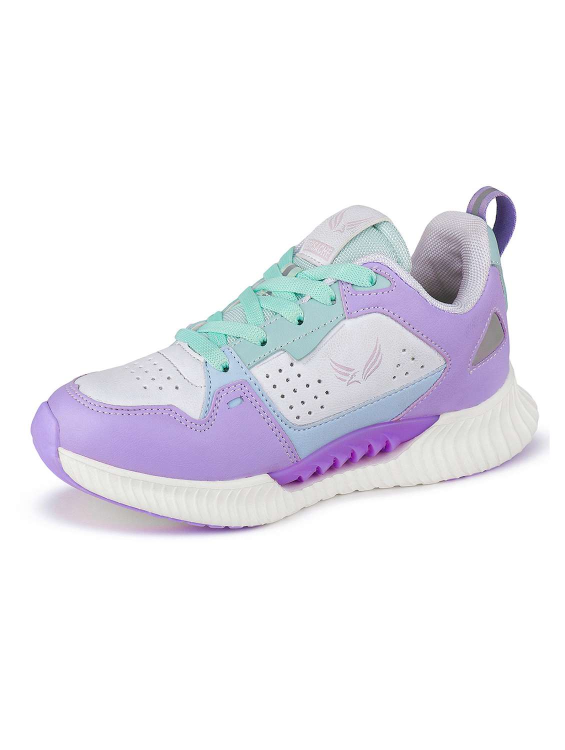 purple lace-up sports shoes