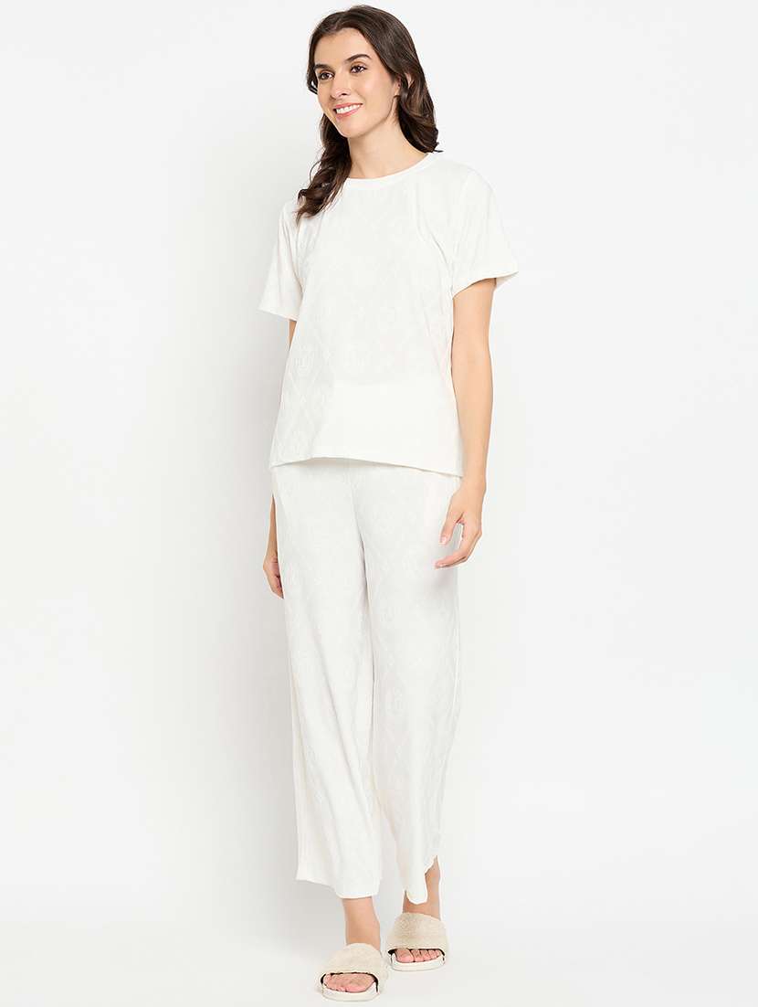 women solid pyjama nightwear set