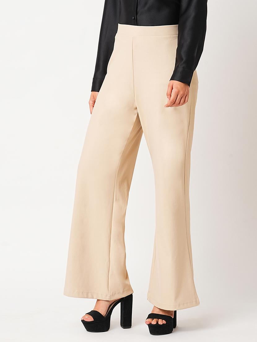 globus women beige stretchable mid-rise wide flared fit treggings - 21305208 - Standard Image - 2